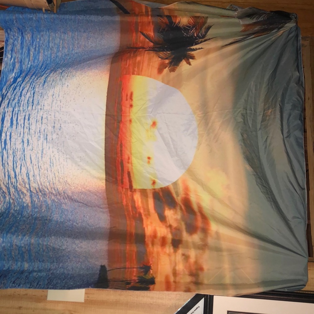 Beach sunset flag